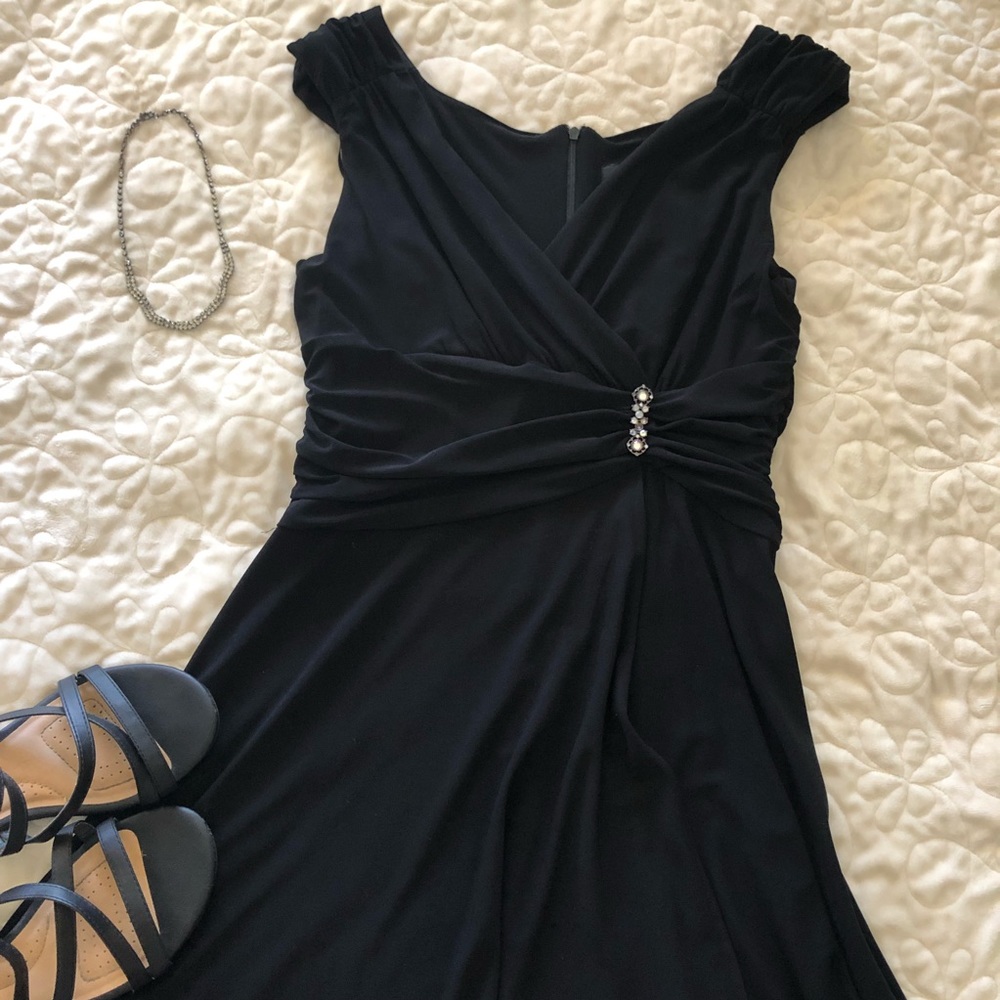 Black Midi Dress and Brooch